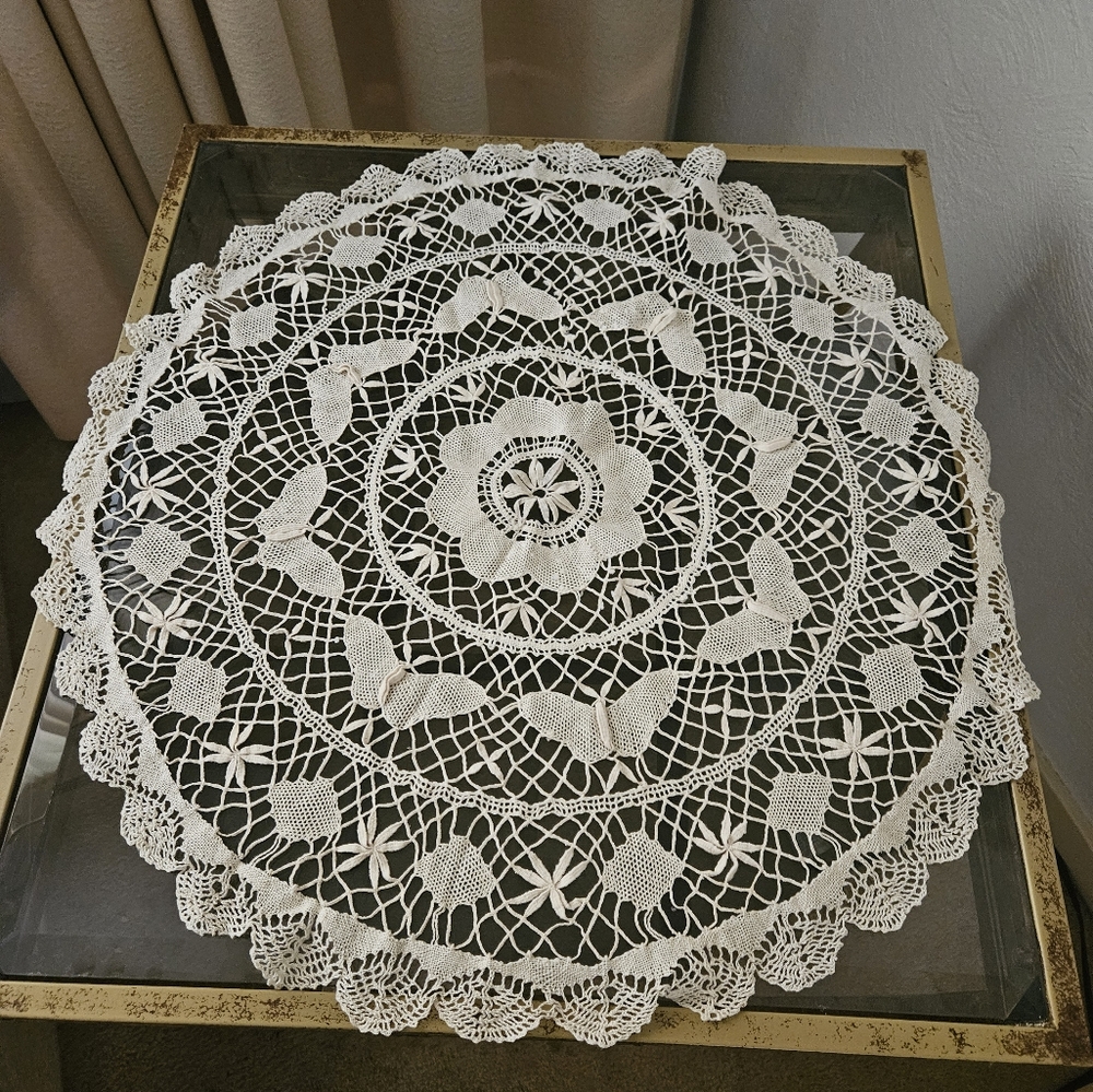 Vintage Beautiful Crochet Butterfly Doily